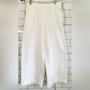 HAVEN WELL WITHIN Ladies White 100% Thick Cotton Cropped Wide Leg Sweatpants Sid